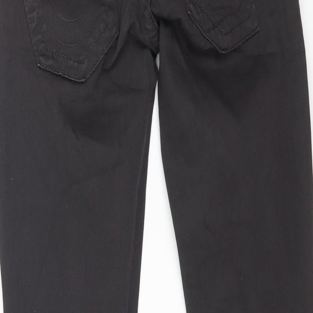 True Religion Womens Black Cotton Straight Jeans Size 24 in L25 in Regular Button