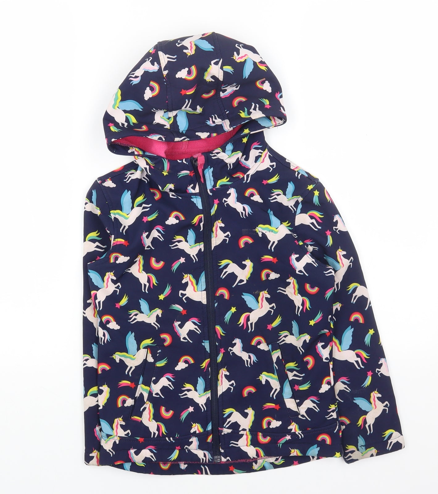 Mountain Warehouse Girls Blue Geometric Jacket Coat Size 7-8 Years Zip - Unicorn
