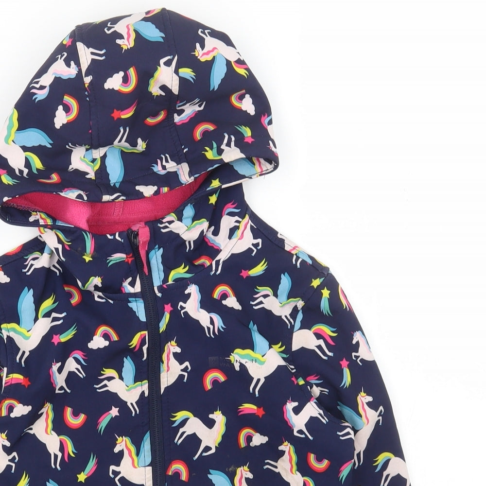 Mountain Warehouse Girls Blue Geometric Jacket Coat Size 7-8 Years Zip - Unicorn