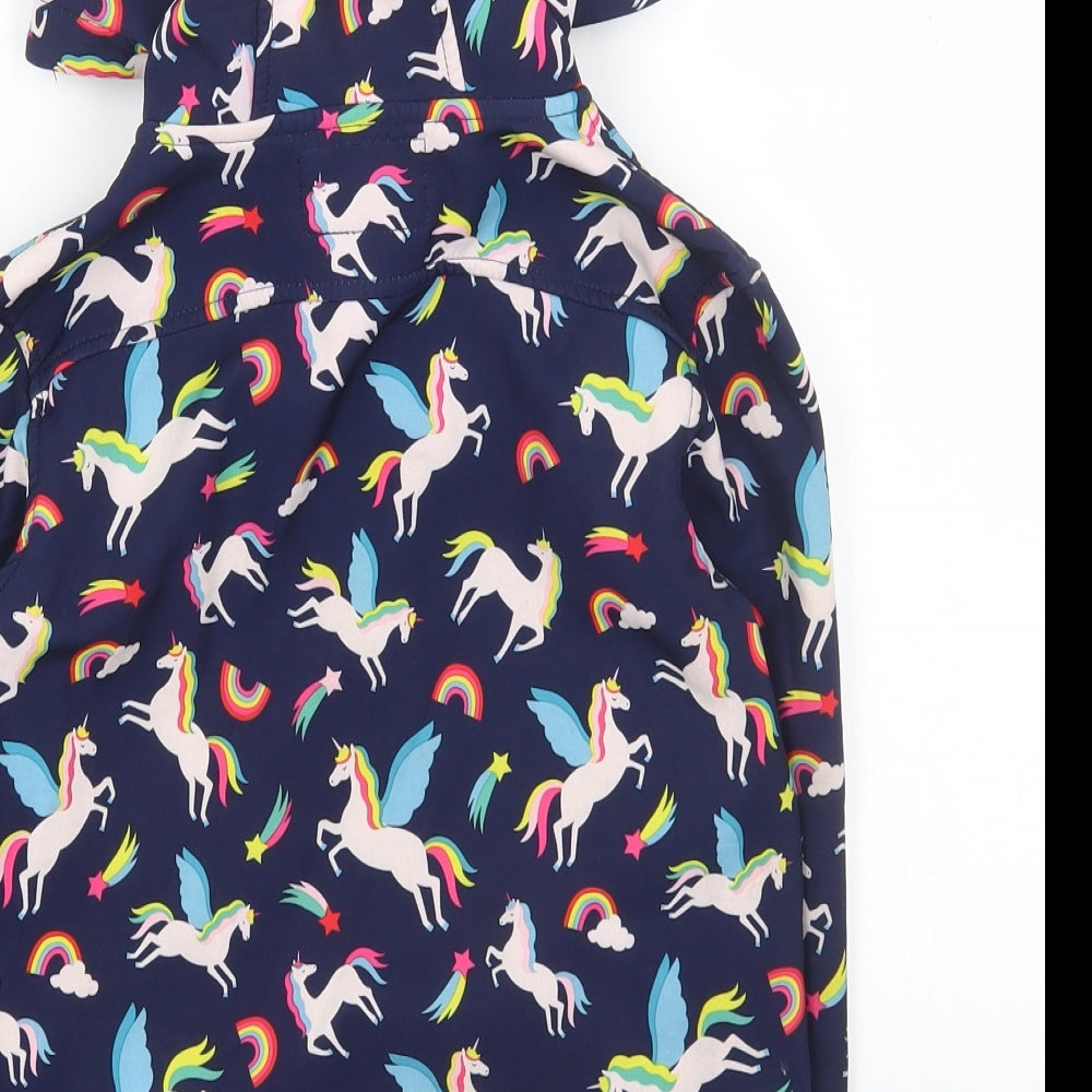 Mountain Warehouse Girls Blue Geometric Jacket Coat Size 7-8 Years Zip - Unicorn