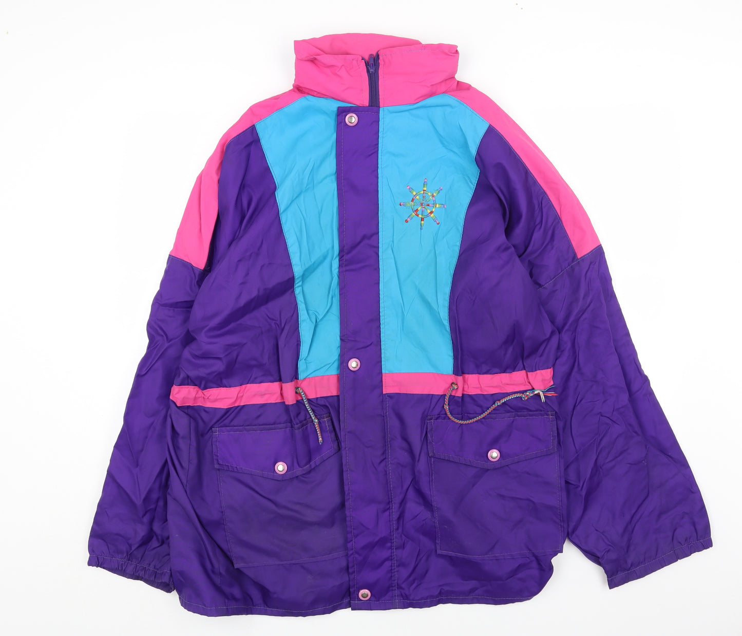 Preworn Womens Multicoloured Windbreaker Jacket Size XL Zip - Colourblock