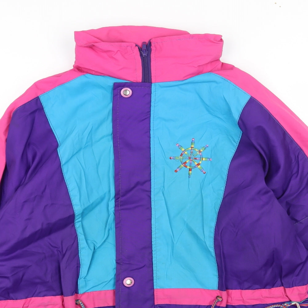 Preworn Womens Multicoloured Windbreaker Jacket Size XL Zip - Colourblock
