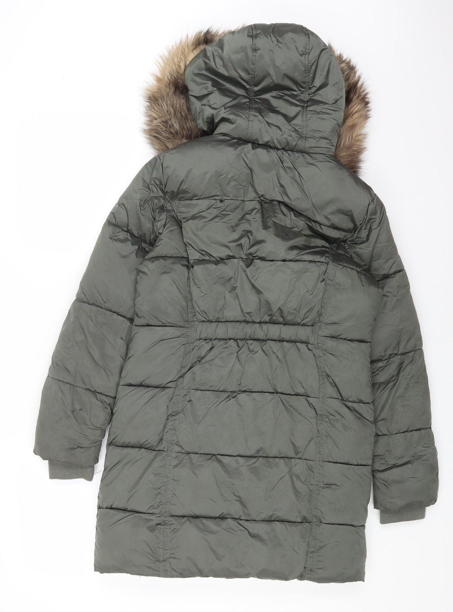NEXT Girls Green Parka Coat Size 12 Years Zip