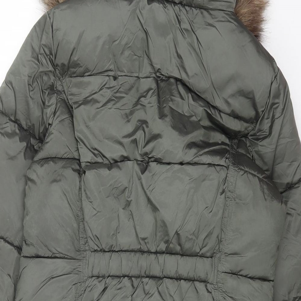 NEXT Girls Green Parka Coat Size 12 Years Zip