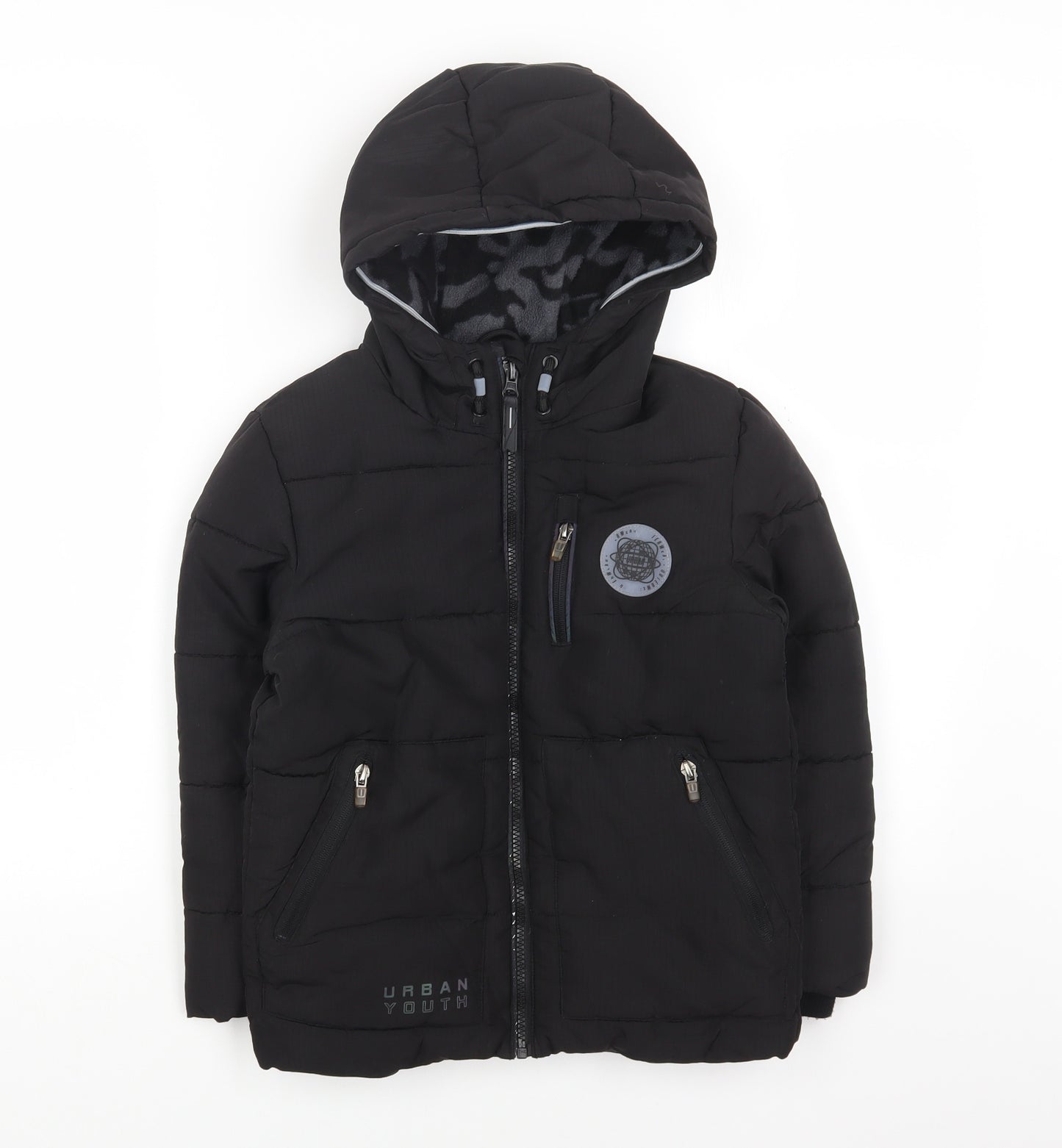 F&F Boys Black Puffer Jacket Jacket Size 7-8 Years Zip