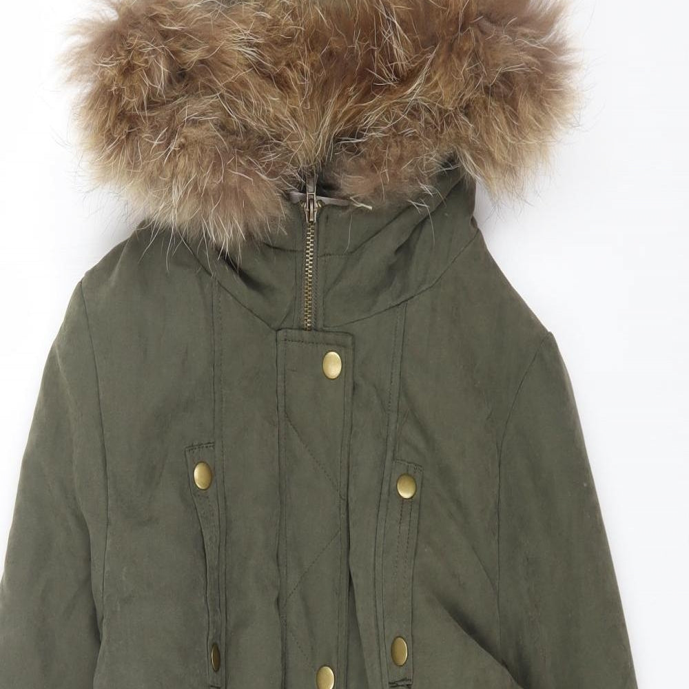 CUMAR Womens Green Parka Coat Size M Buckle