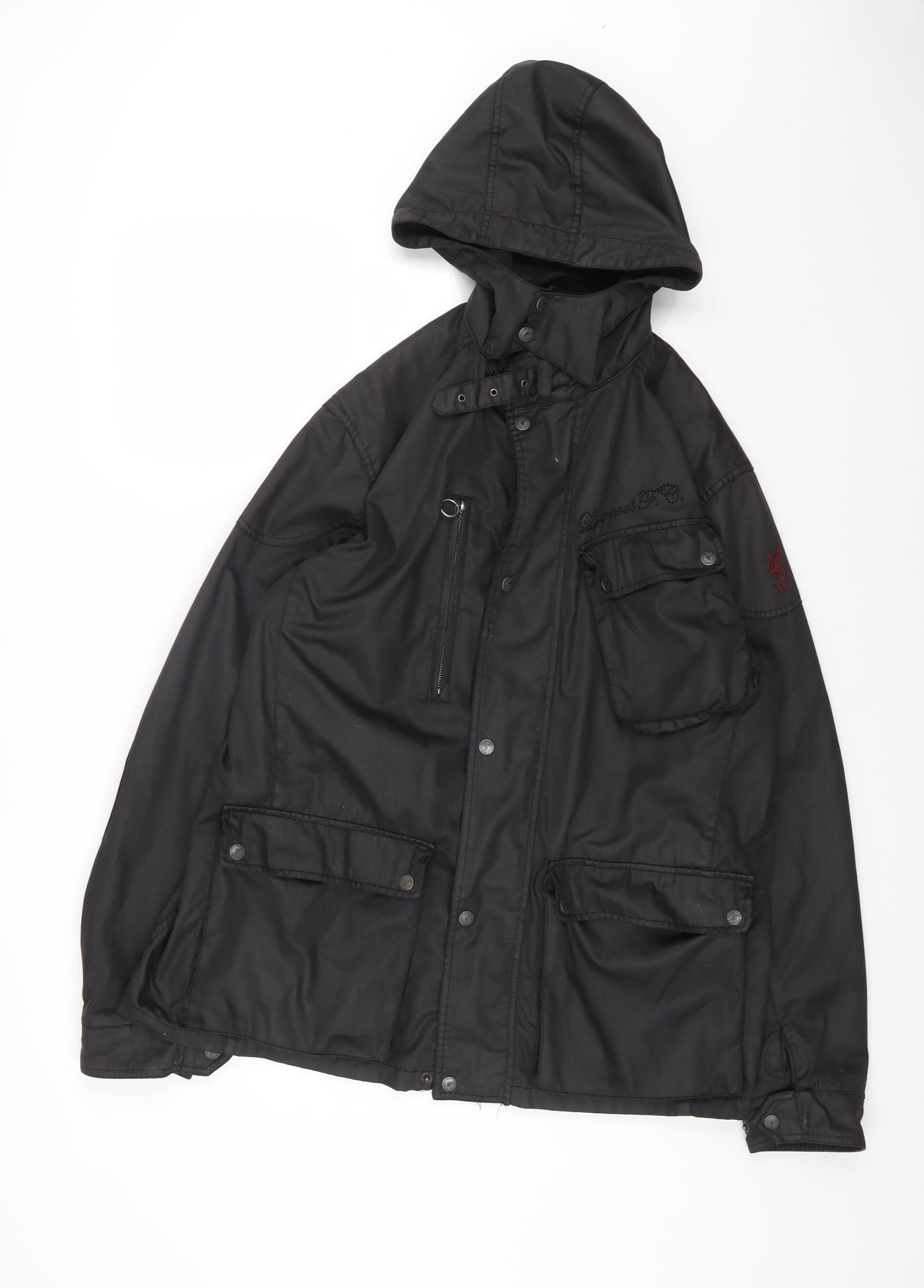 Liverpool FC Mens Black Rain Coat Coat Size XL Zip - Liverpool Football