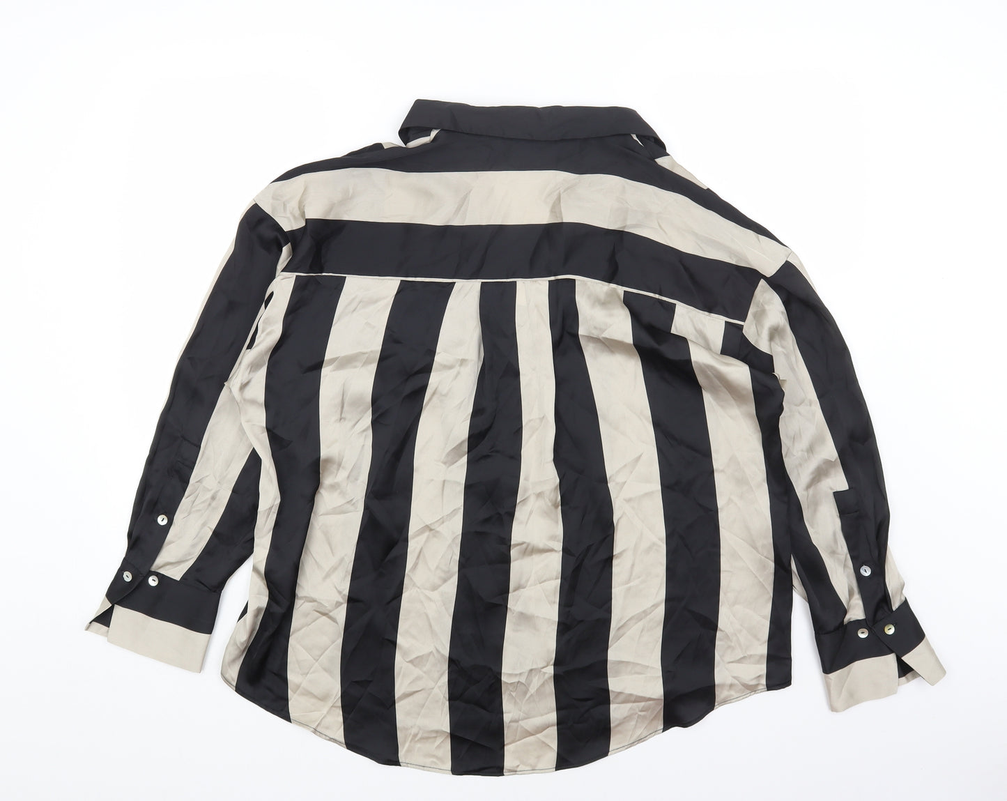 Zara Womens Multicoloured Striped Polyester Basic Button-Up Size XL Collared