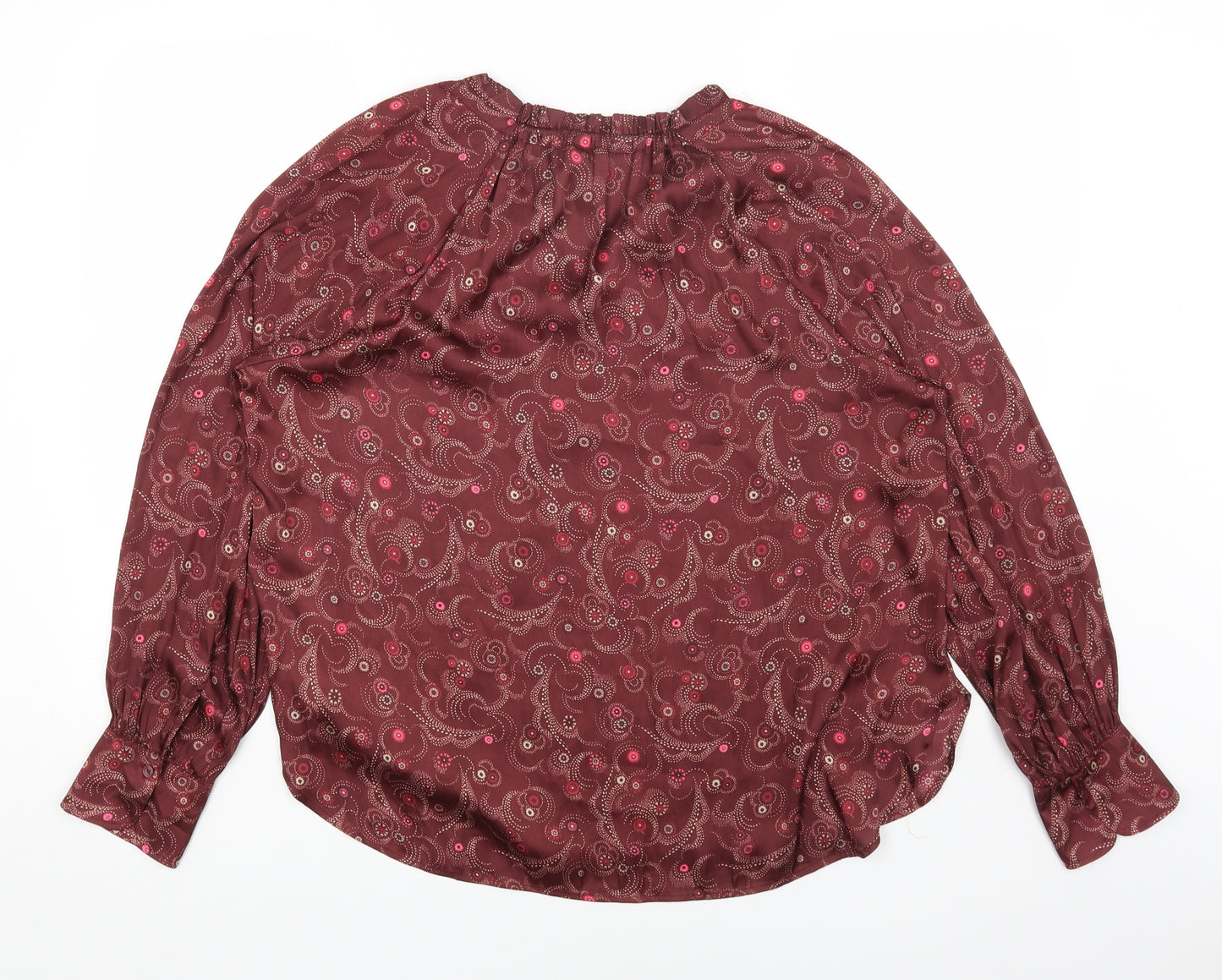 Marks and Spencer Womens Multicoloured Geometric Polyester Basic Blouse Size 14 V-Neck