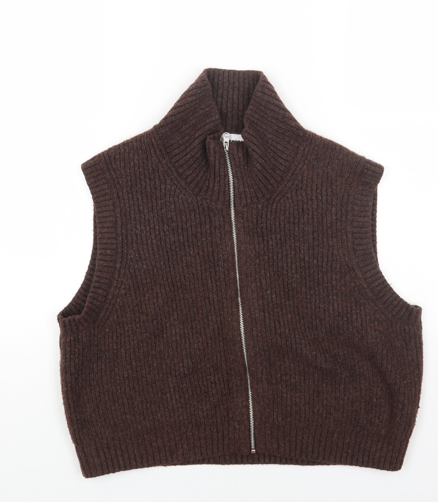 Weekday Womens Brown High Neck Polyamide Vest Jumper Size M