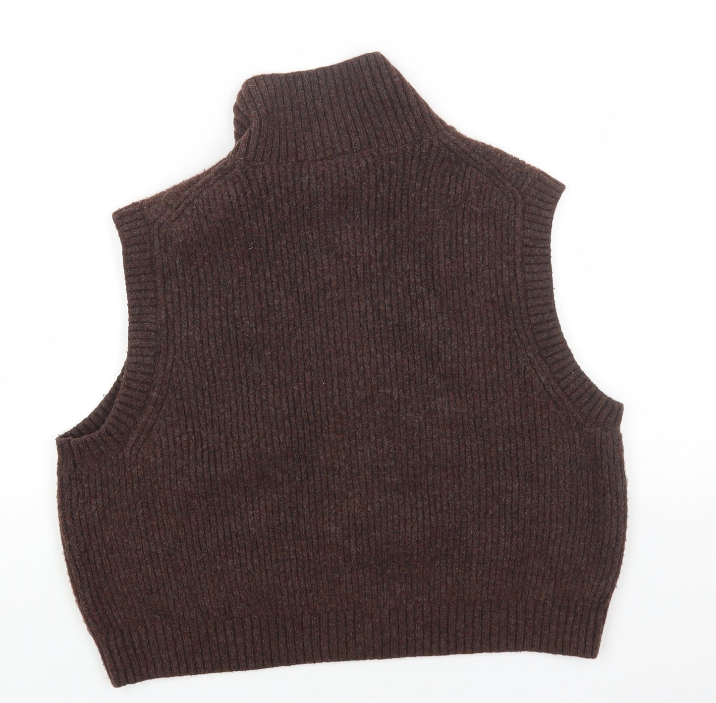 Weekday Womens Brown High Neck Polyamide Vest Jumper Size M