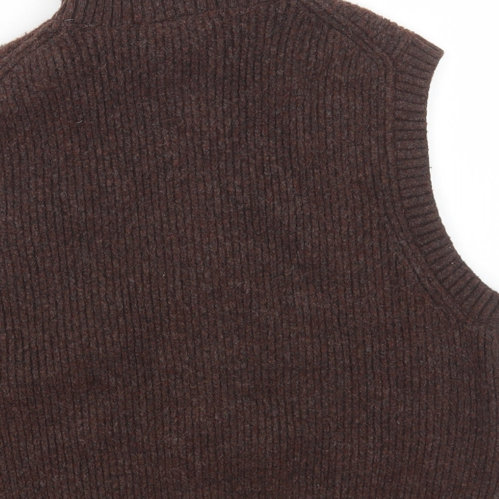 Weekday Womens Brown High Neck Polyamide Vest Jumper Size M