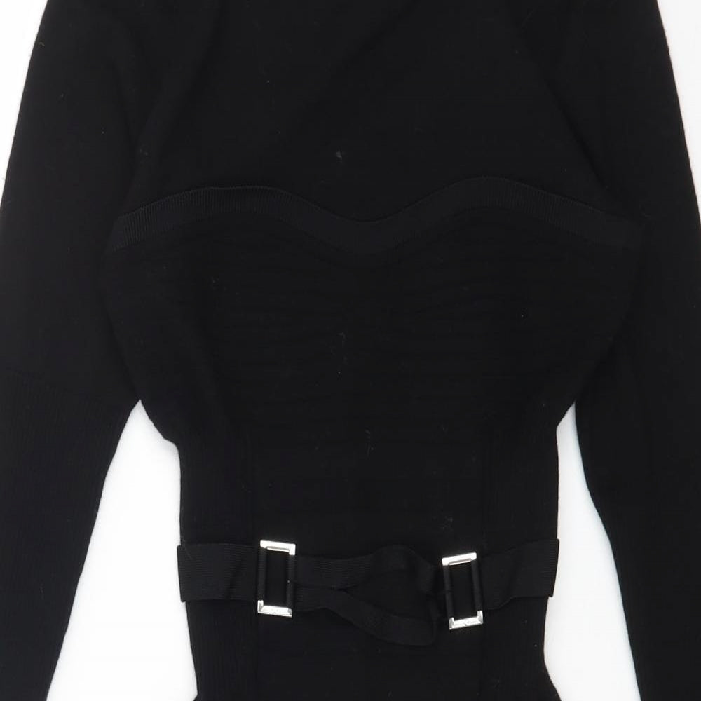 Karen Miller Womens Black Wool A-Line Size 2XS Round Neck Pullover