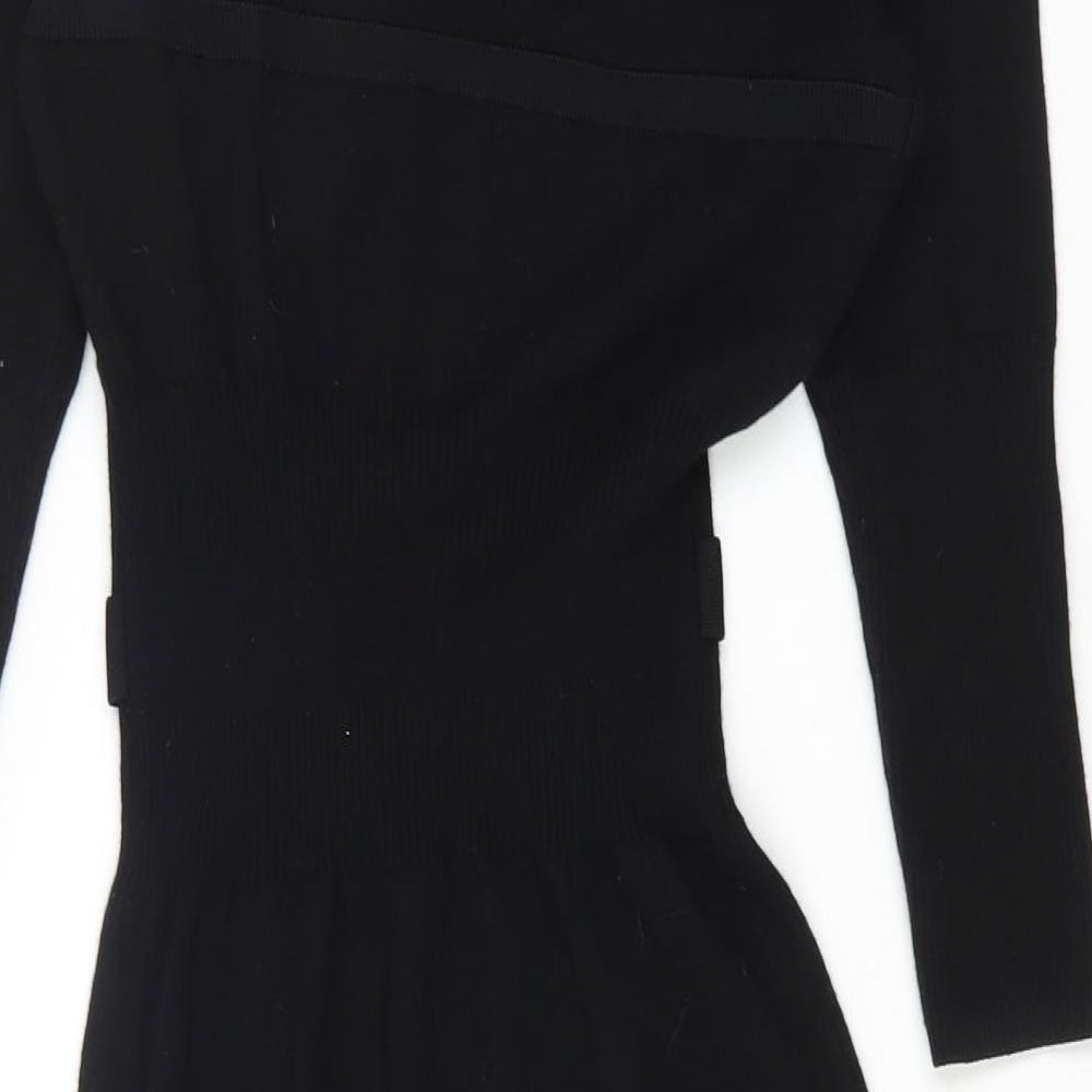 Karen Miller Womens Black Wool A-Line Size 2XS Round Neck Pullover
