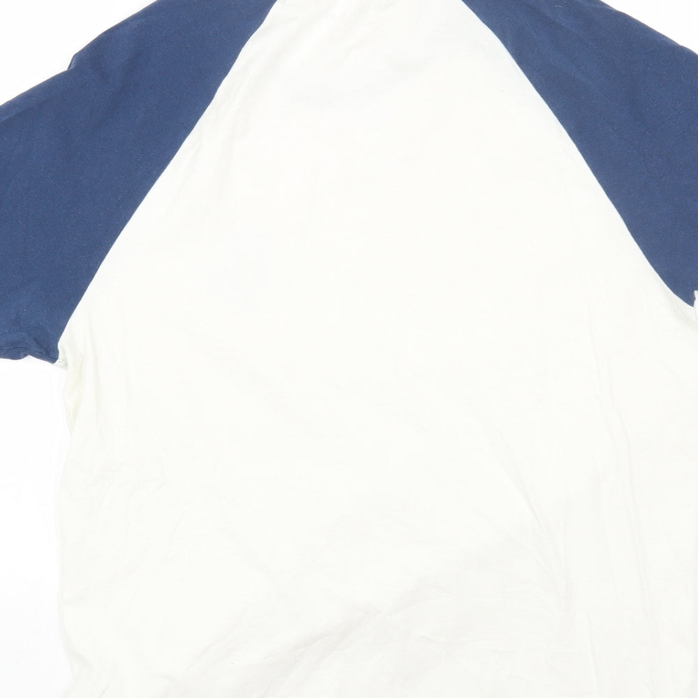 Primark Mens White Cotton T-Shirt Size L Round Neck