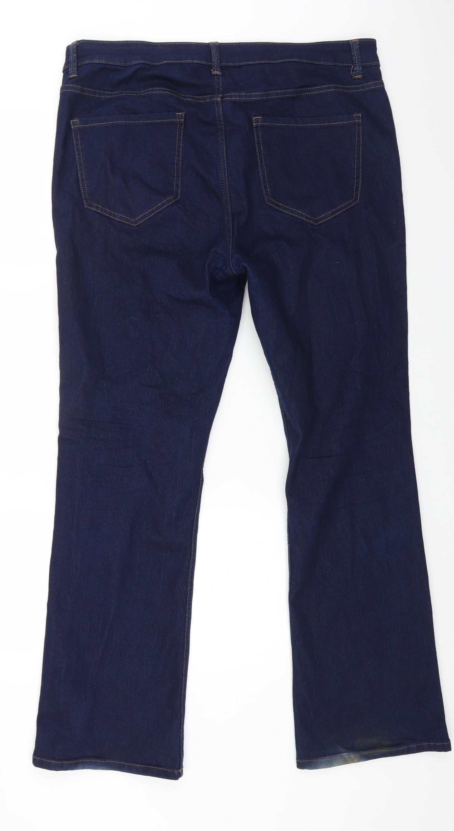 Marks and Spencer Womens Blue Cotton Bootcut Jeans Size 18 L29 in Regular Button