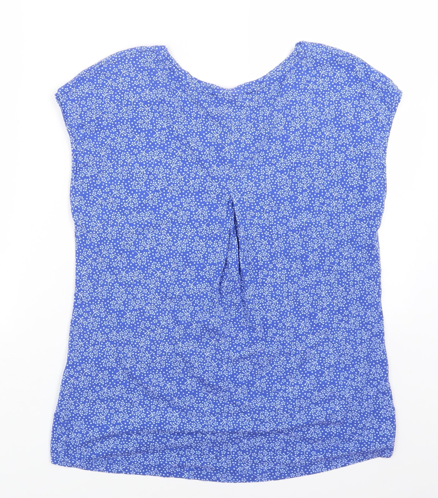 Crew Clothing Womens Blue Geometric Viscose Basic T-Shirt Size 12 Boat Neck