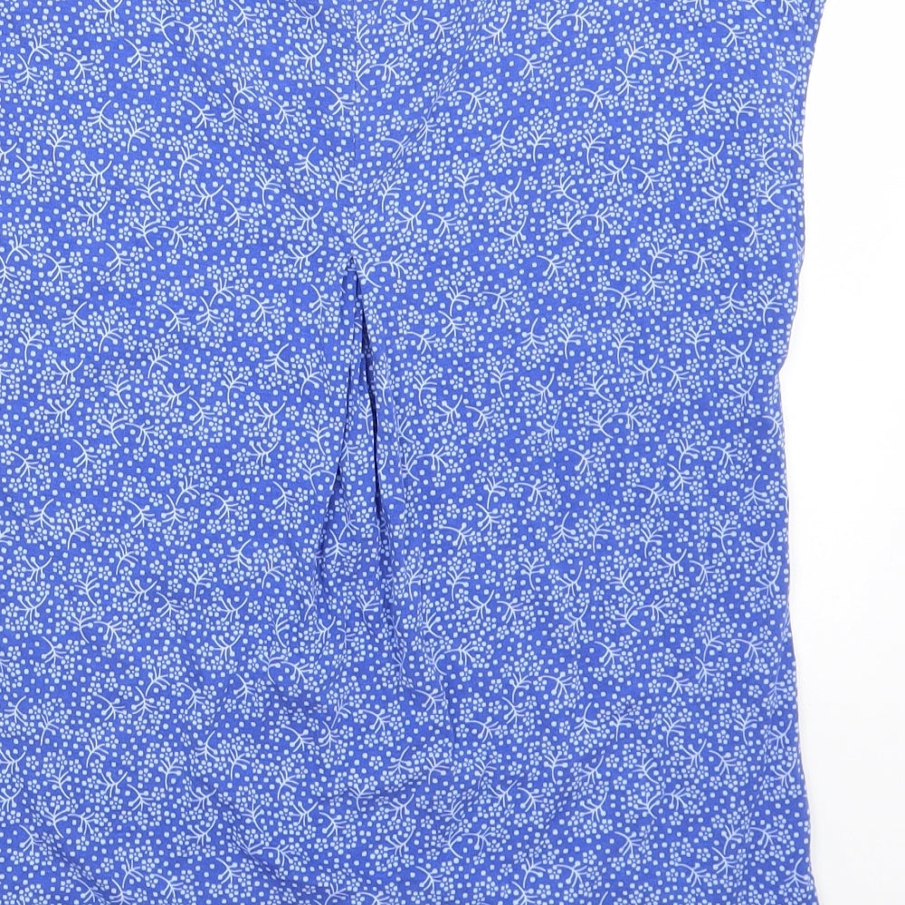 Crew Clothing Womens Blue Geometric Viscose Basic T-Shirt Size 12 Boat Neck