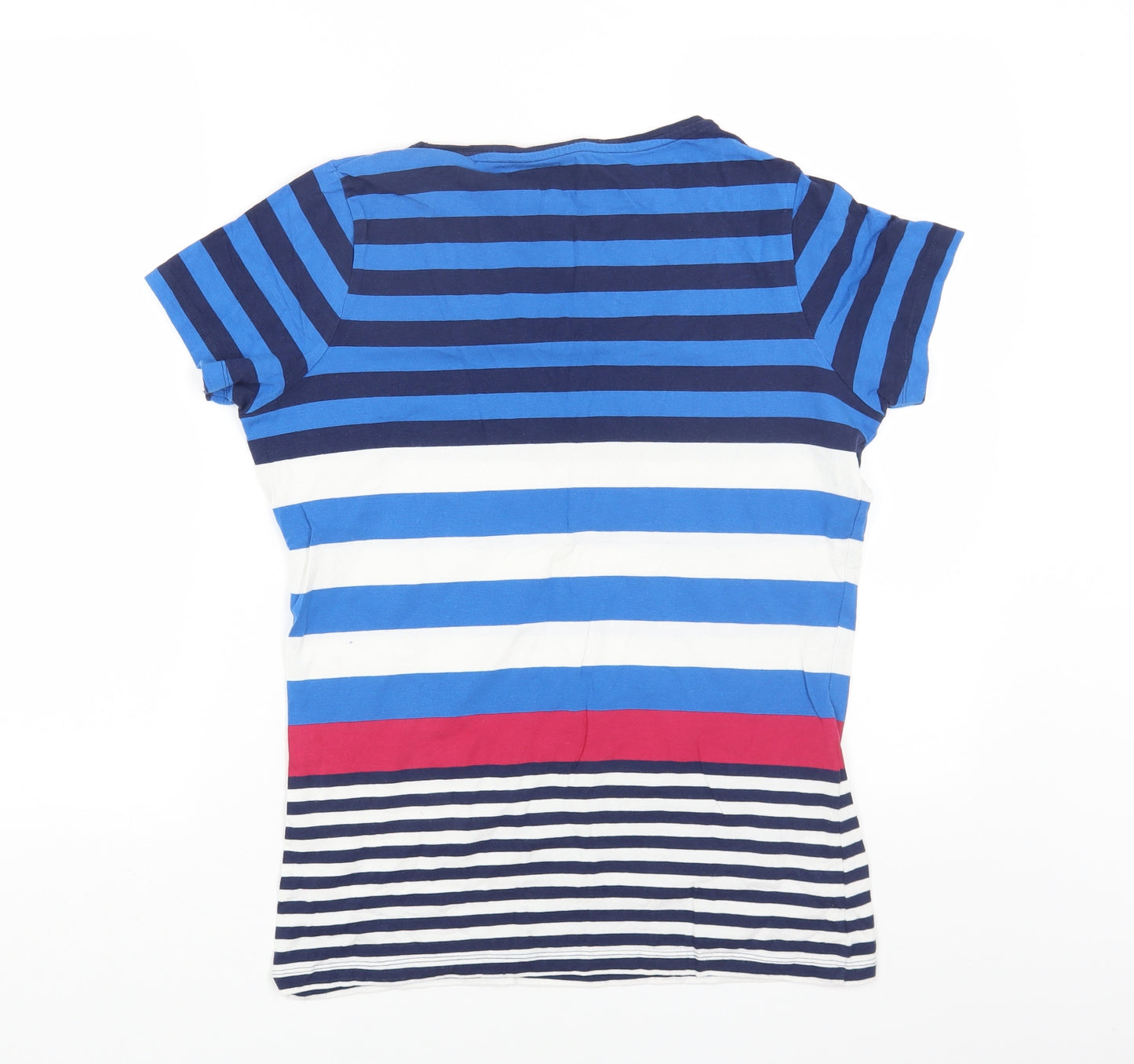 TU Womens Multicoloured Striped Cotton Basic T-Shirt Size 16 Scoop Neck
