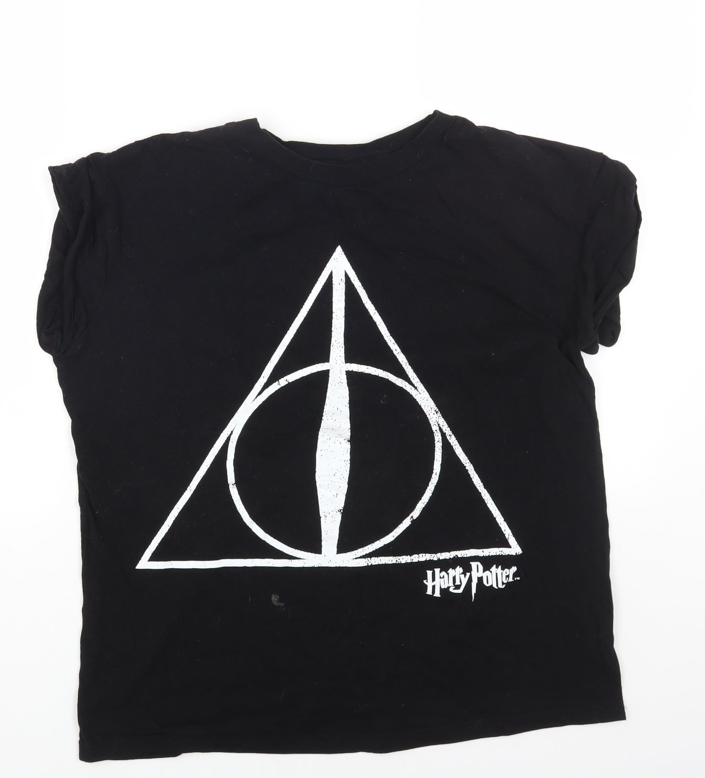 Primark Womens Black Cotton Basic T-Shirt Size 14 Round Neck - Harry Potter