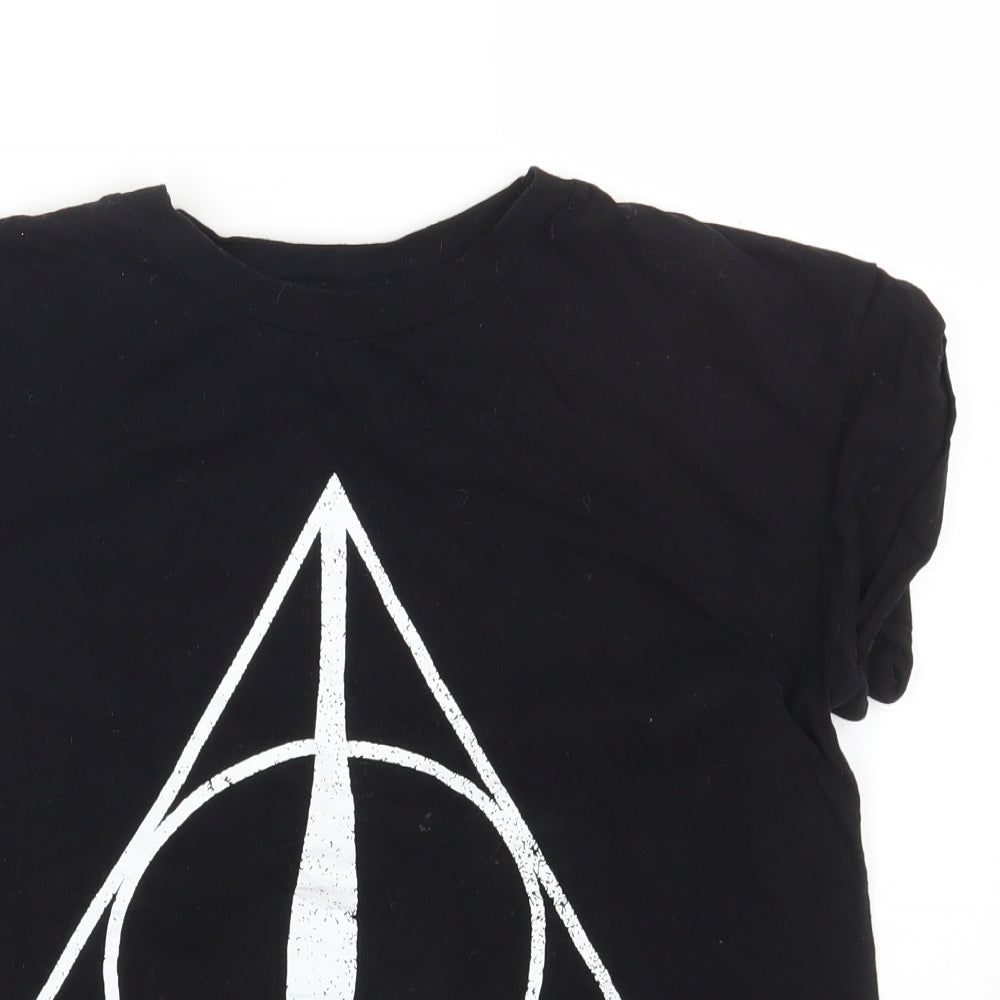 Primark Womens Black Cotton Basic T-Shirt Size 14 Round Neck - Harry Potter