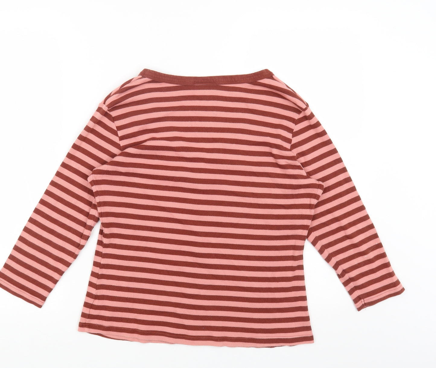 NEXT Womens Pink Striped Cotton Basic T-Shirt Size 18 Round Neck
