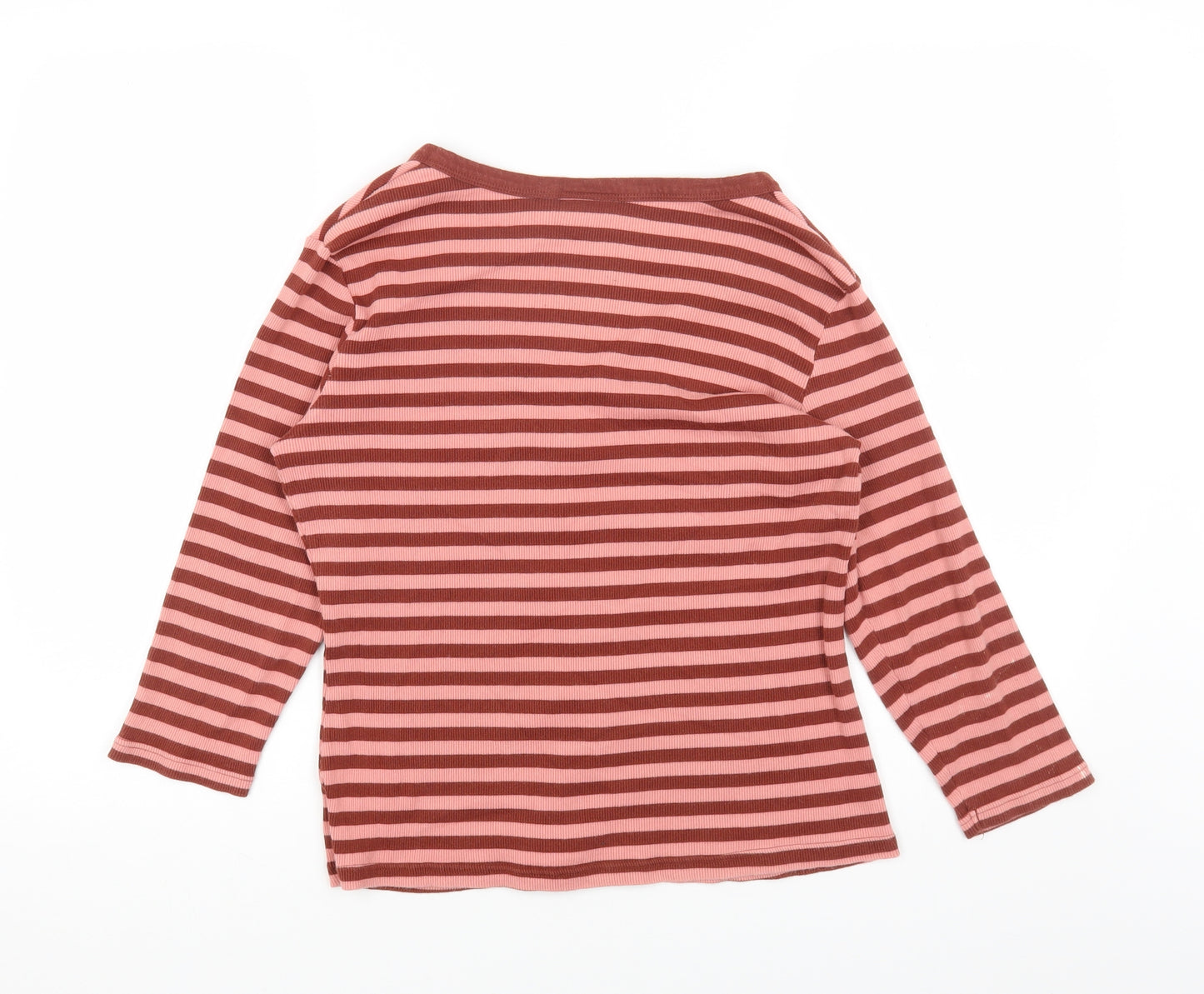 NEXT Womens Pink Striped Cotton Basic T-Shirt Size 18 Round Neck