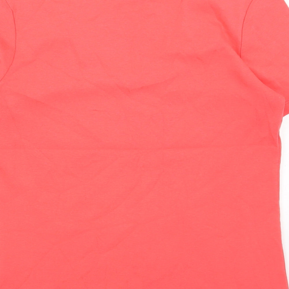 Marks and Spencer Womens Pink Cotton Basic T-Shirt Size 12 V-Neck
