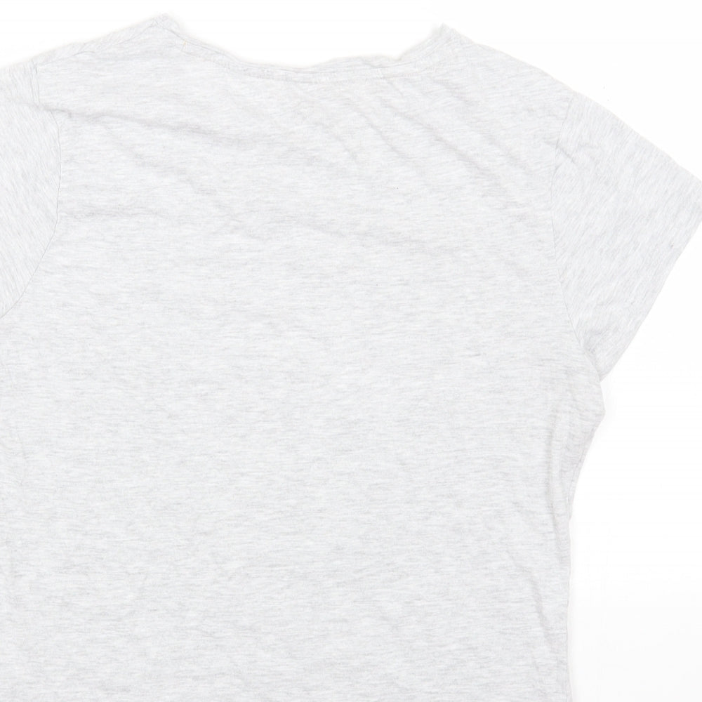 Primark Womens Grey Cotton Basic T-Shirt Size 6 Crew Neck - Garfield
