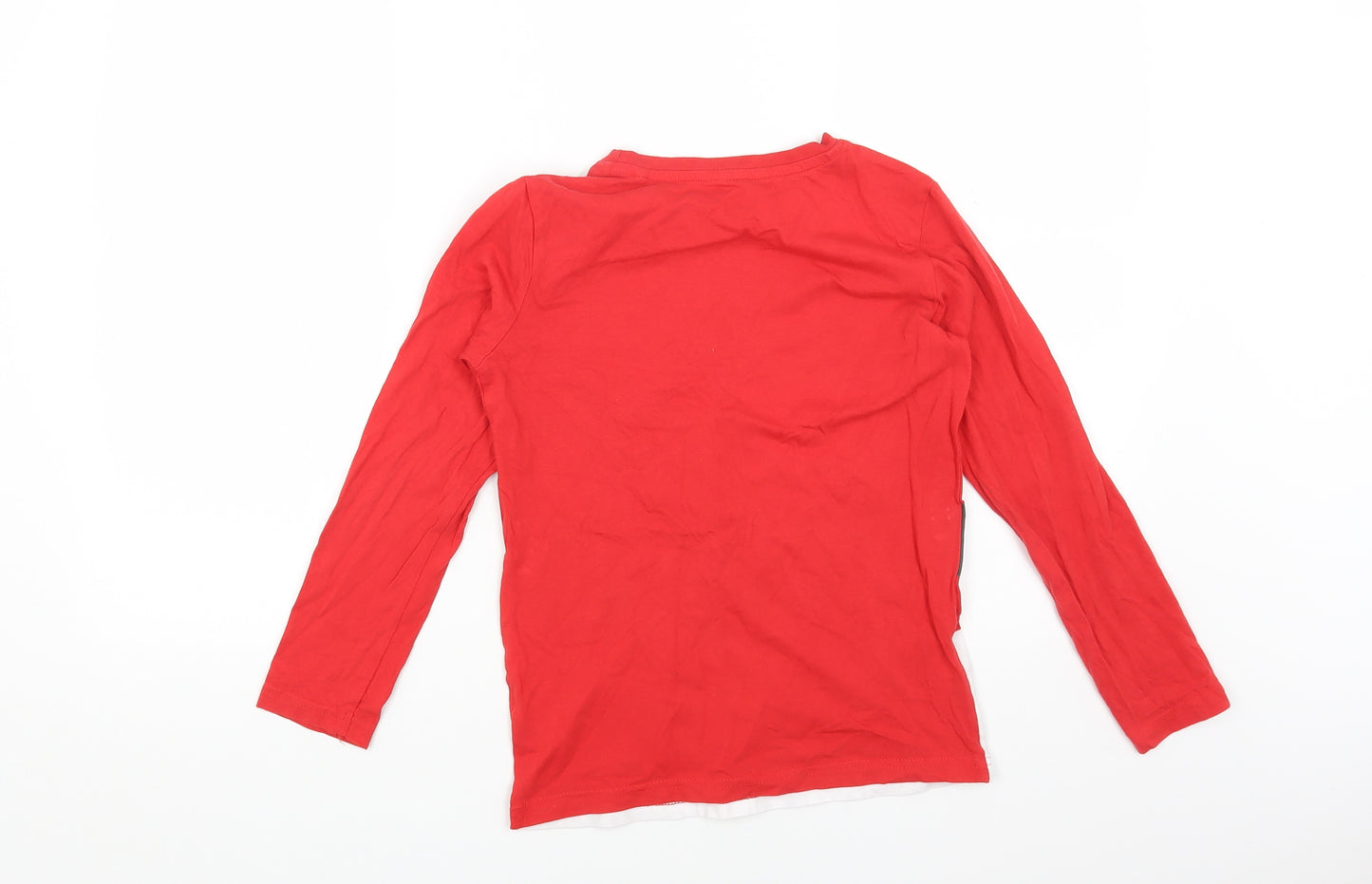 TU Boys Red Cotton Basic T-Shirt Size 10 Years Round Neck Pullover - Santa Claus