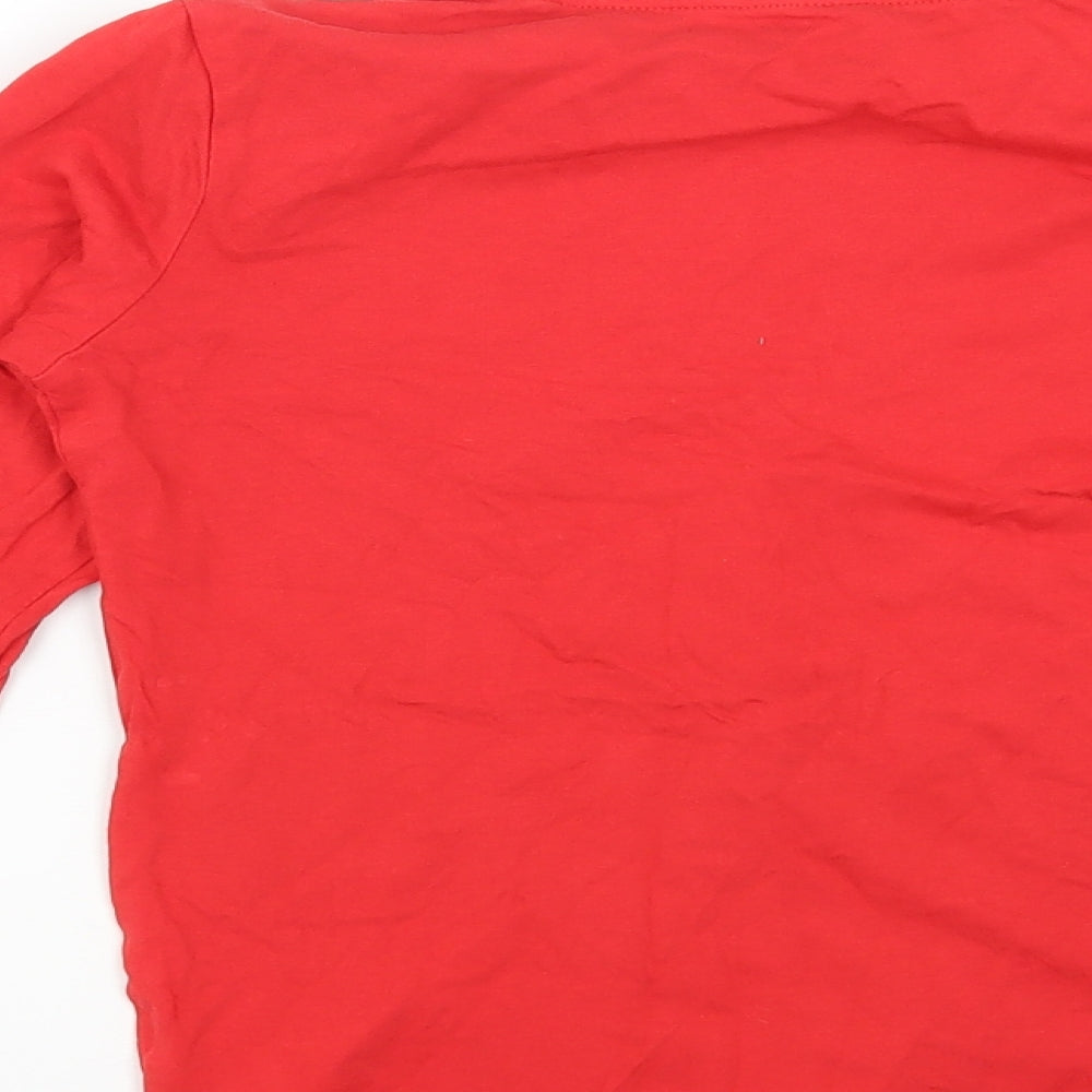 TU Boys Red Cotton Basic T-Shirt Size 10 Years Round Neck Pullover - Santa Claus