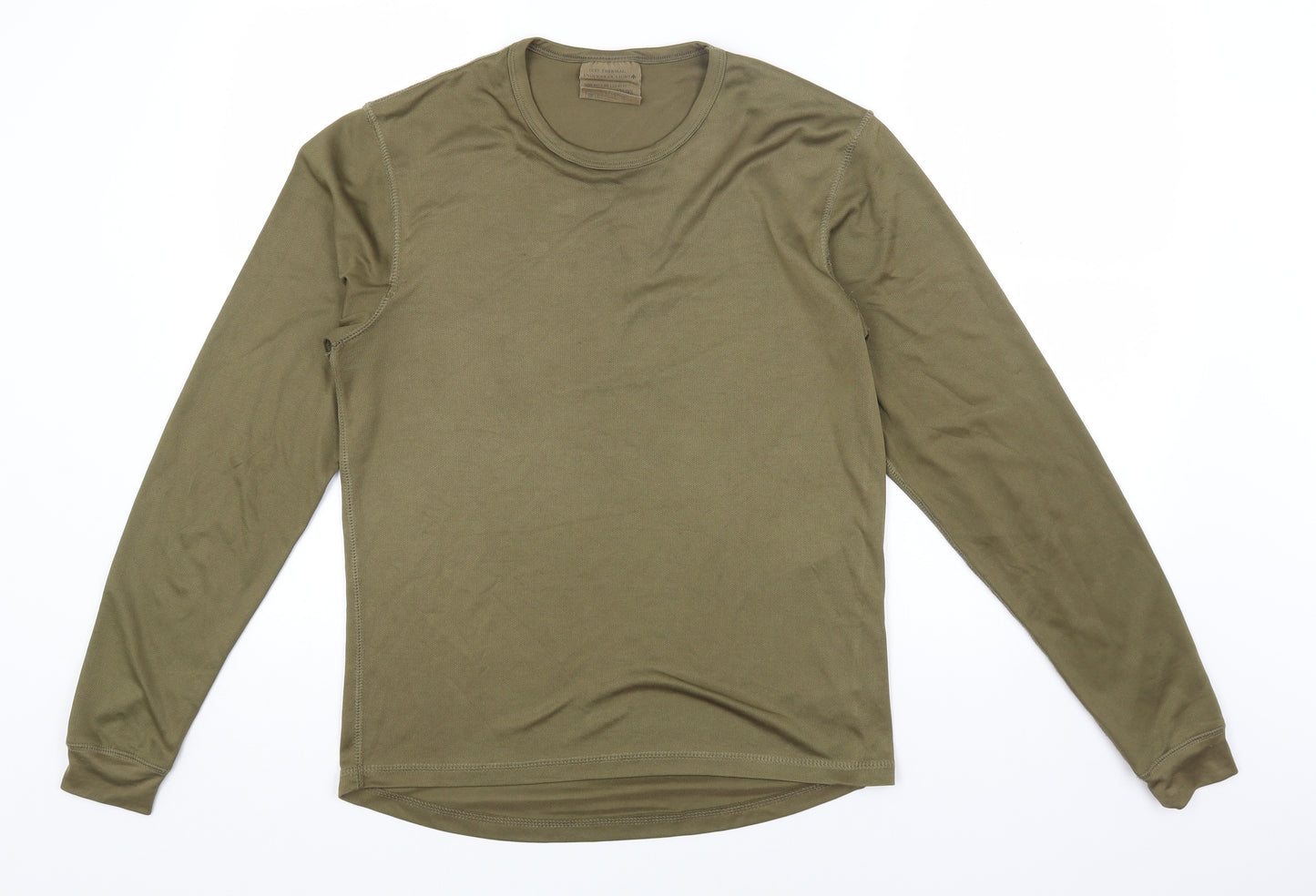 Preworn Mens Green Polyester Basic T-Shirt Size M Round Neck Pullover