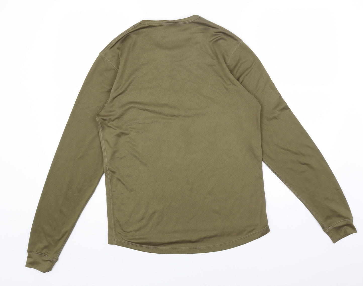 Preworn Mens Green Polyester Basic T-Shirt Size M Round Neck Pullover