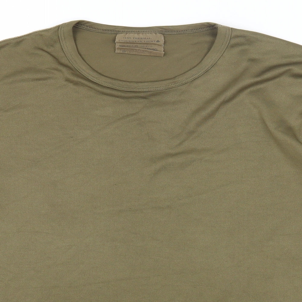 Preworn Mens Green Polyester Basic T-Shirt Size M Round Neck Pullover