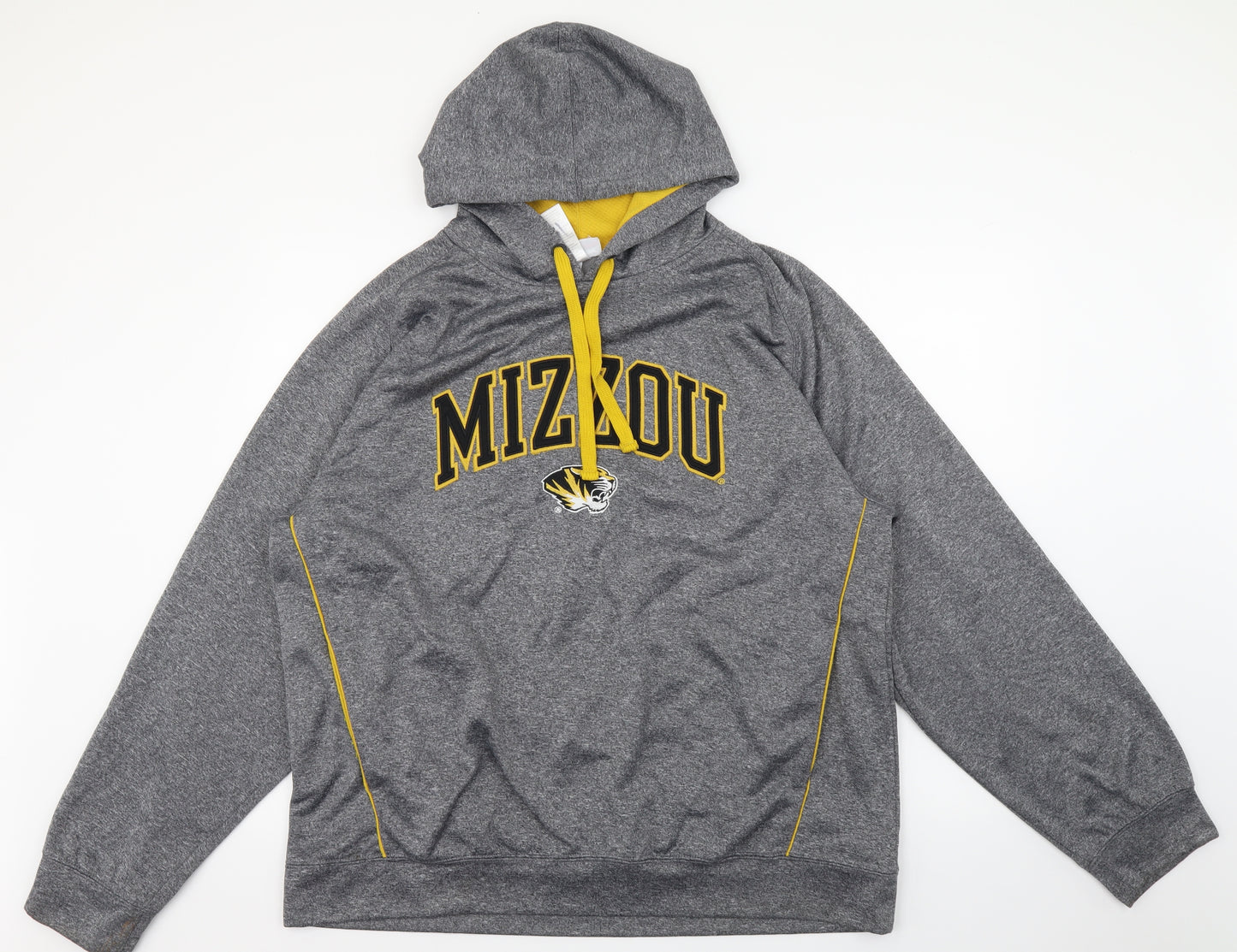 Majestic Mens Grey Herringbone Polyester Pullover Hoodie Size XL - Mizzou