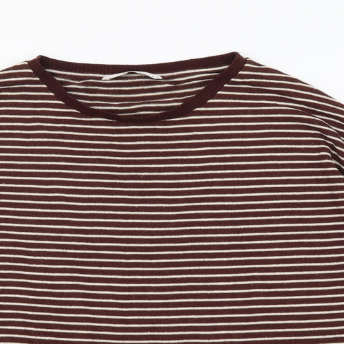 TU Womens Brown Round Neck Striped Viscose Pullover Jumper Size 12