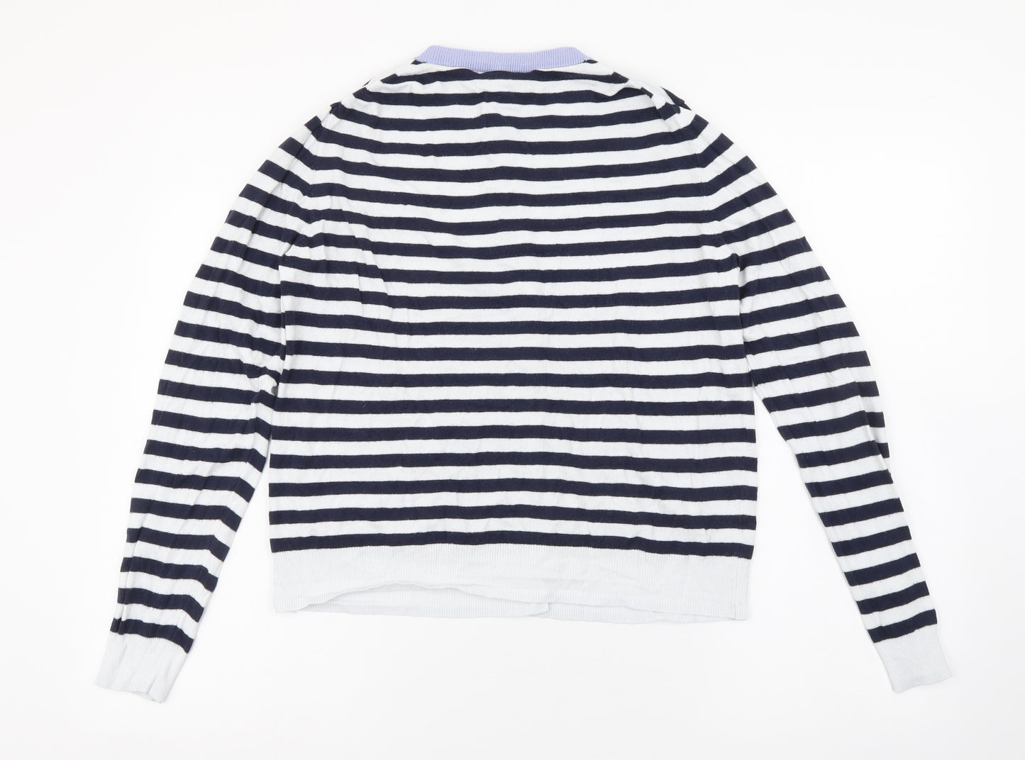 Marks and Spencer Womens Multicoloured Round Neck Striped Viscose Cardigan Jumper Size 16