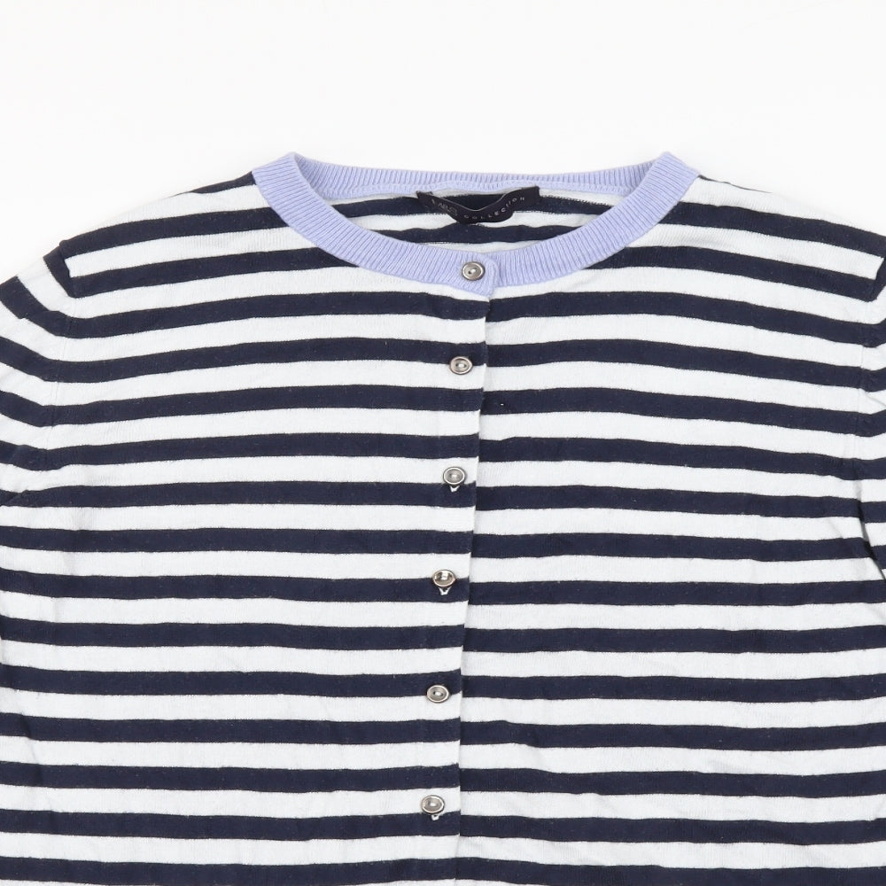 Marks and Spencer Womens Multicoloured Round Neck Striped Viscose Cardigan Jumper Size 16
