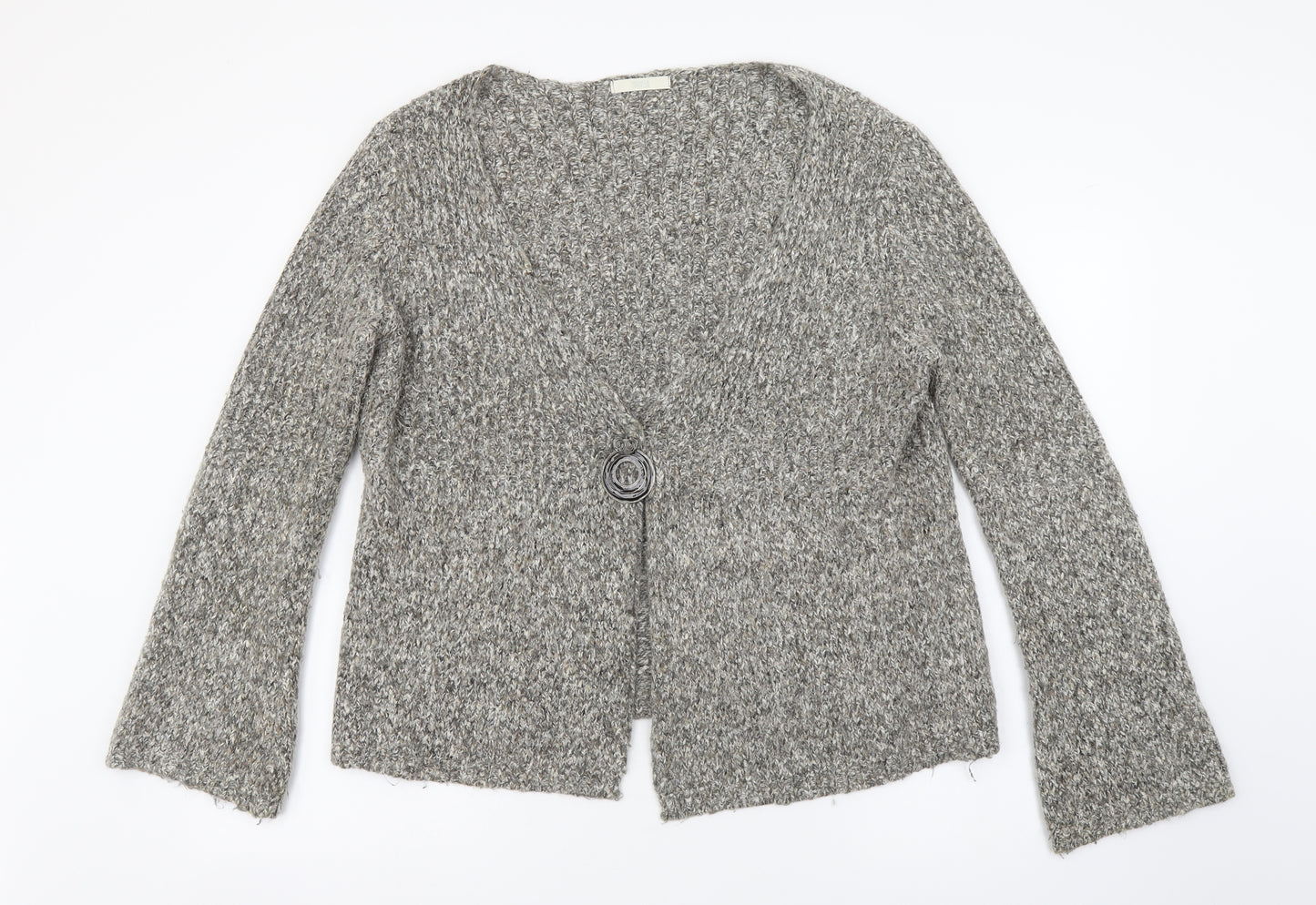 Marks and Spencer Womens Grey V-Neck Cotton Cardigan Jumper Size 18