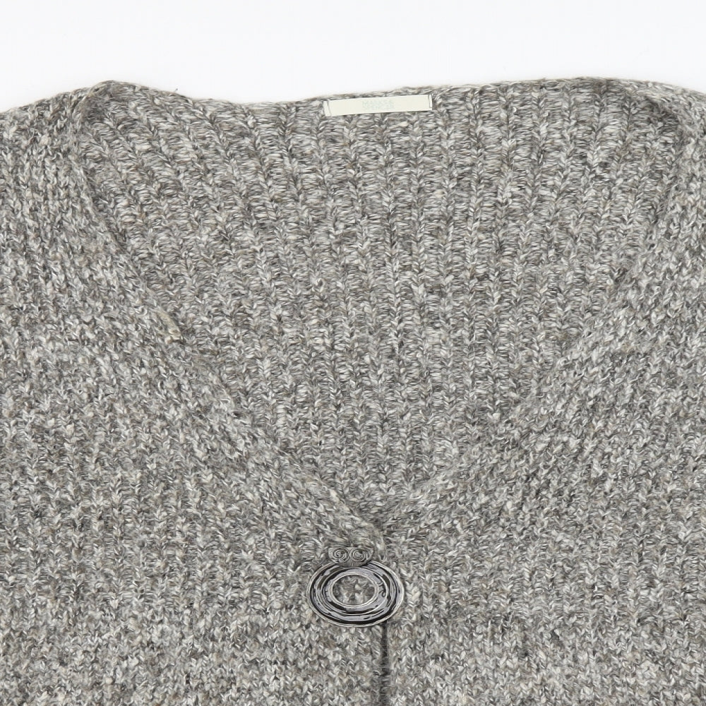Marks and Spencer Womens Grey V-Neck Cotton Cardigan Jumper Size 18