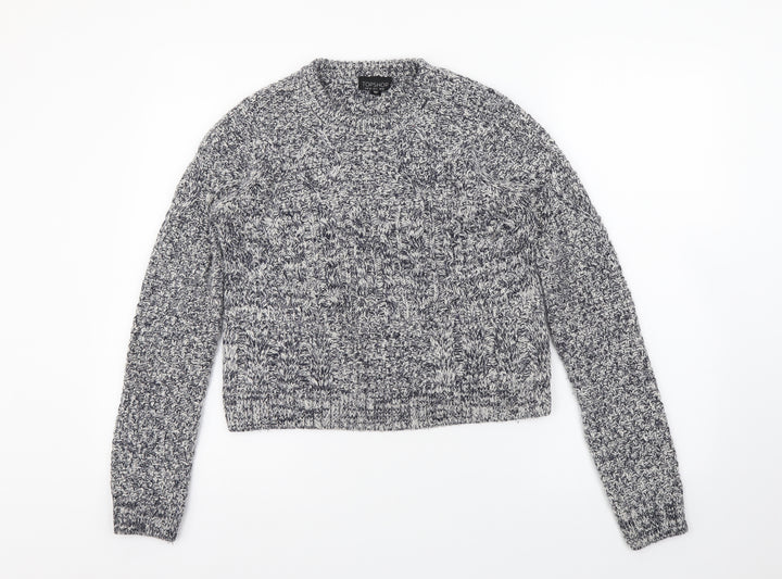 Topshop Womens Multicoloured Round Neck Acrylic Pullover Jumper Size 8