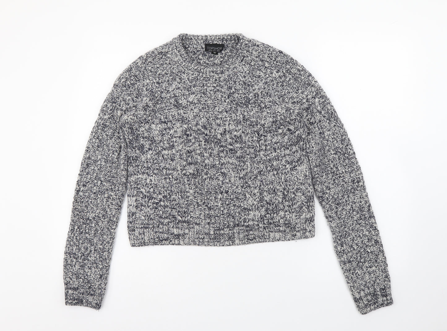 Topshop Womens Multicoloured Round Neck Acrylic Pullover Jumper Size 8