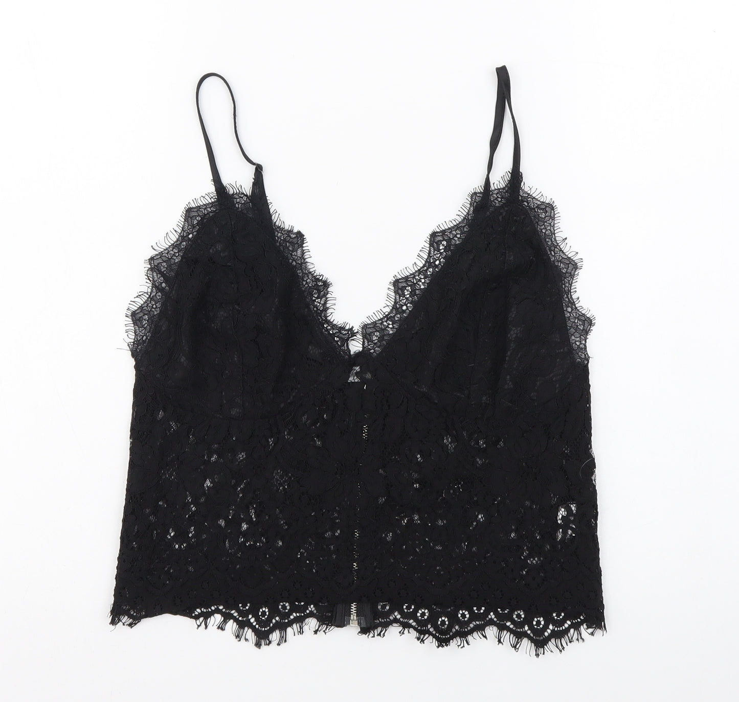 Missguided Womens Black Nylon Camisole Tank Size 10 V-Neck