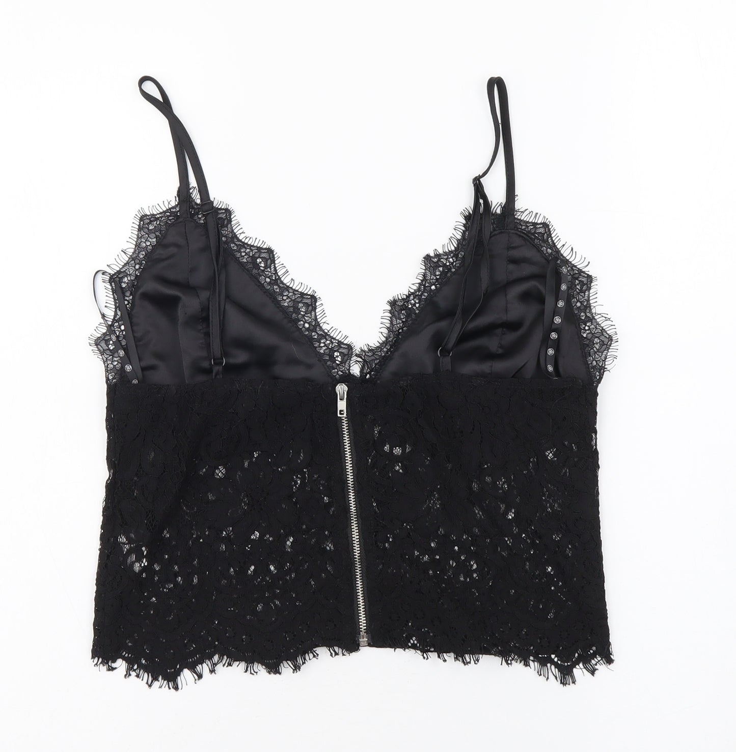 Missguided Womens Black Nylon Camisole Tank Size 10 V-Neck