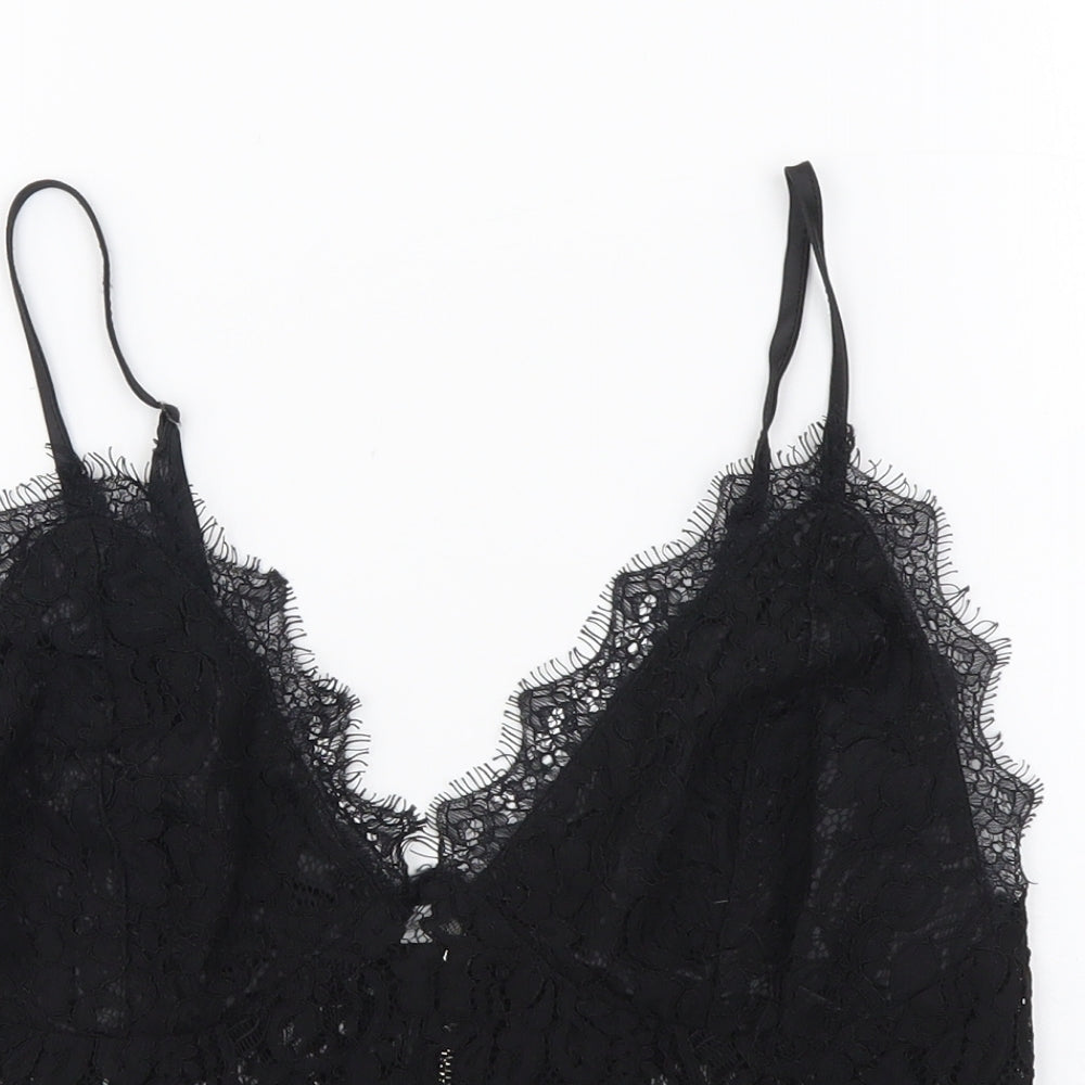 Missguided Womens Black Nylon Camisole Tank Size 10 V-Neck