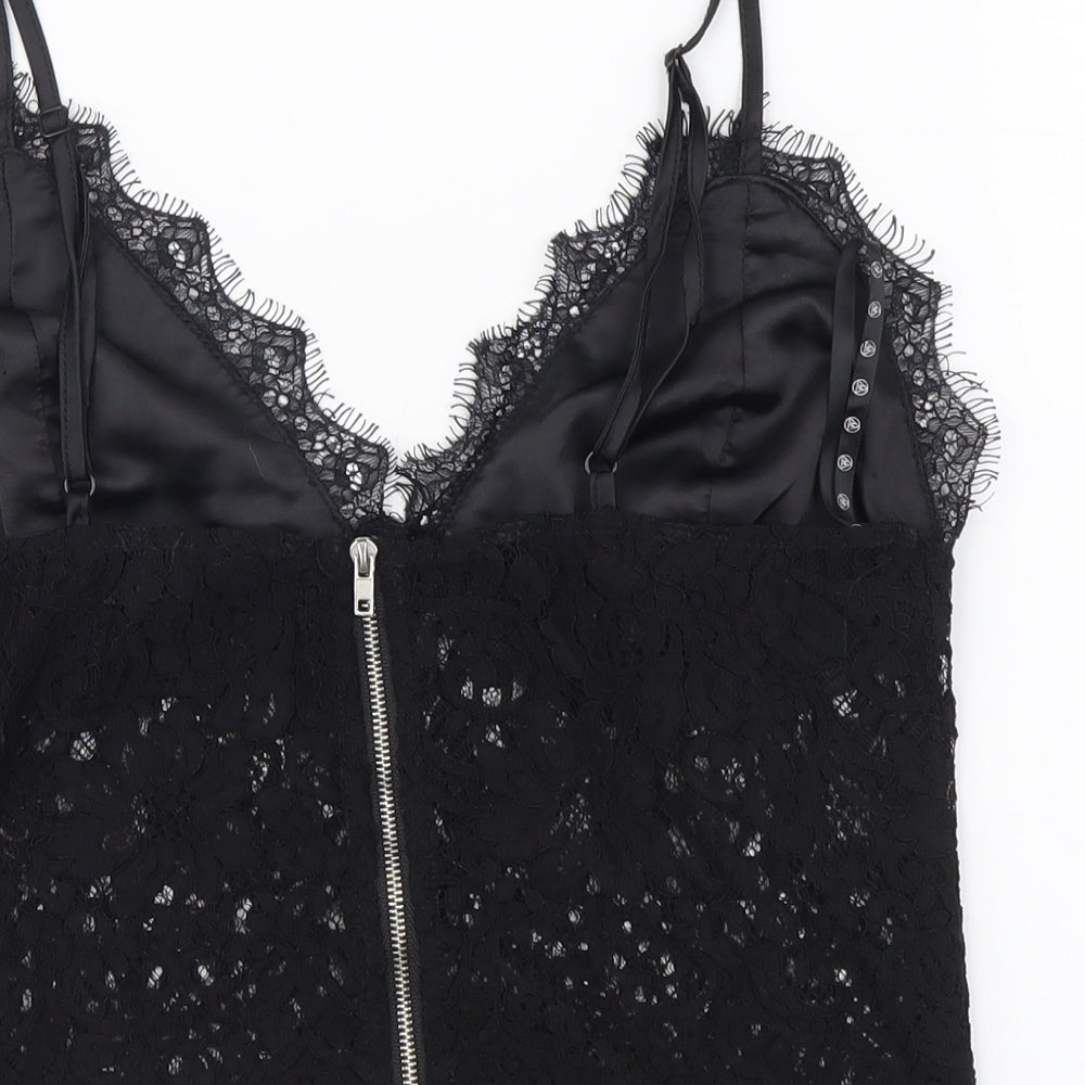 Missguided Womens Black Nylon Camisole Tank Size 10 V-Neck