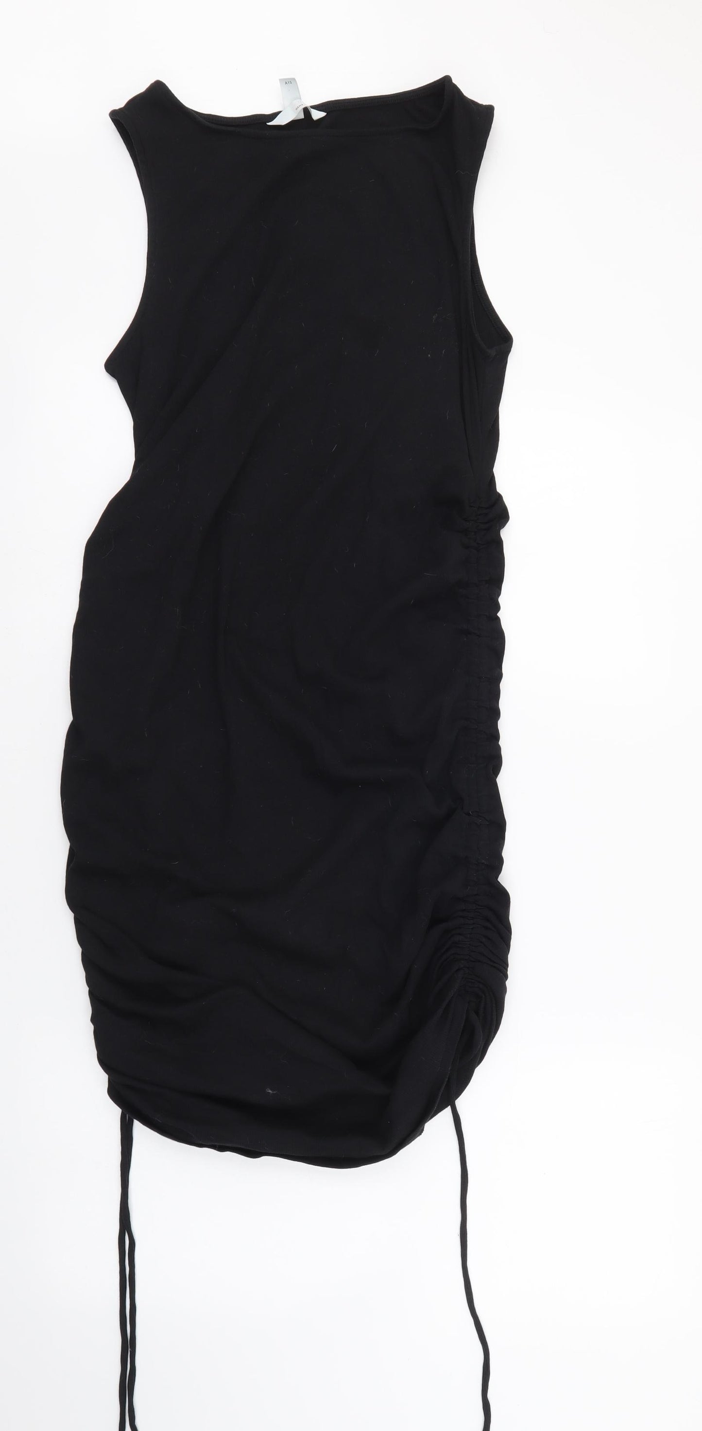 H&M Womens Black Polyester Tank Dress Size 16 Boat Neck Pullover