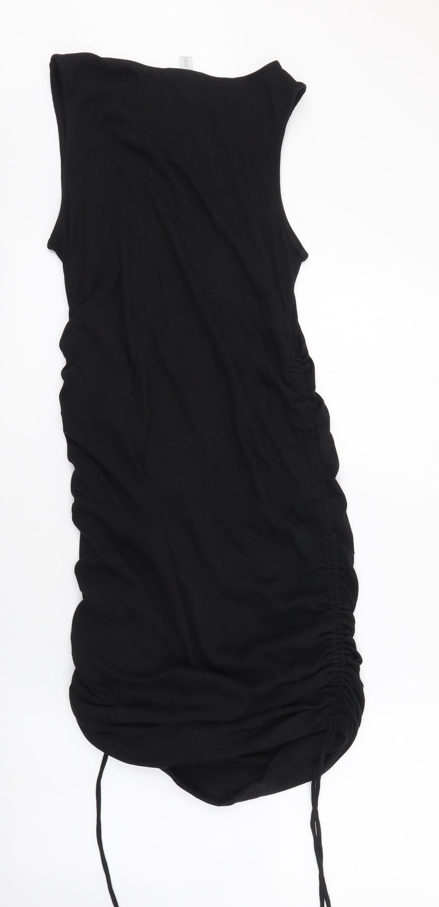 H&M Womens Black Polyester Tank Dress Size 16 Boat Neck Pullover