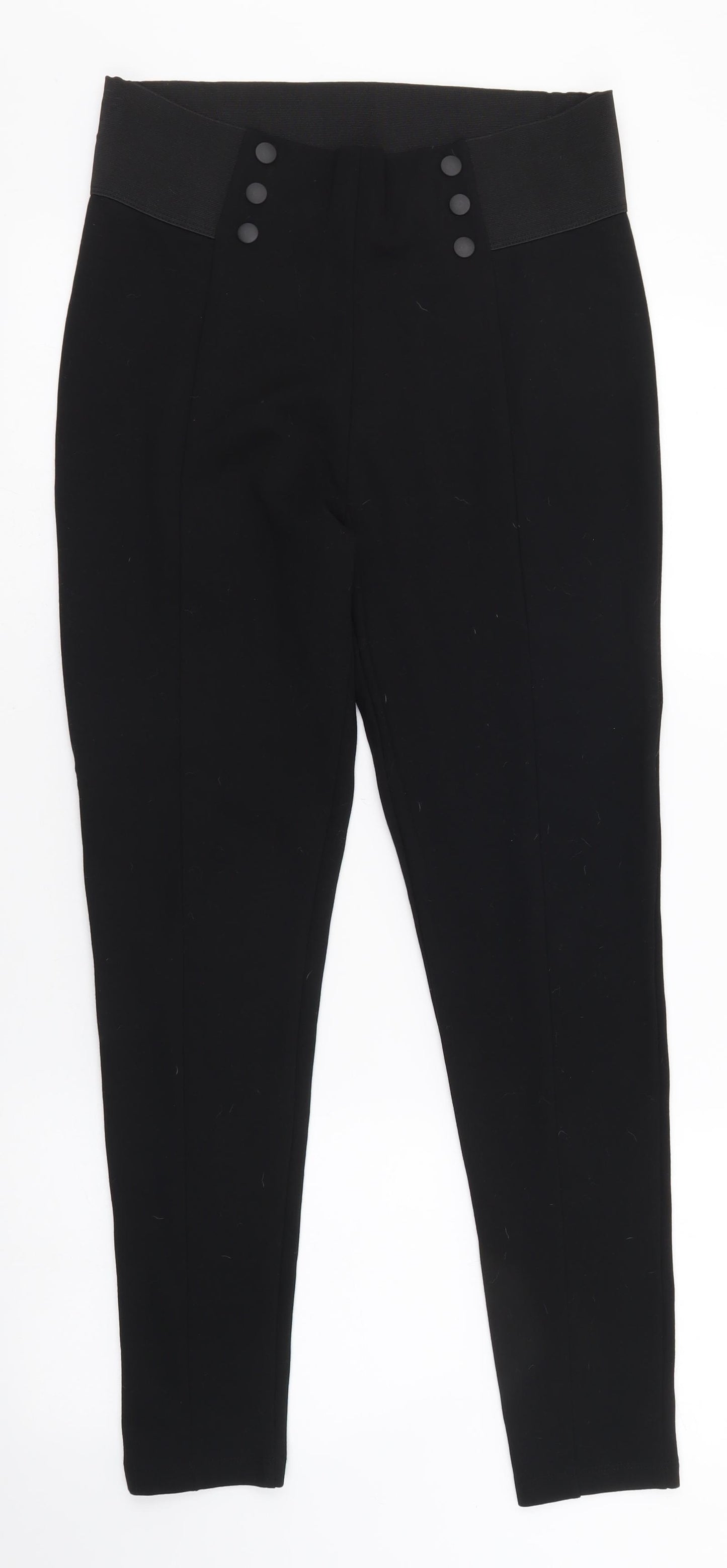 Marks and Spencer Womens Black Viscose Trousers Size 12 L26 in Regular