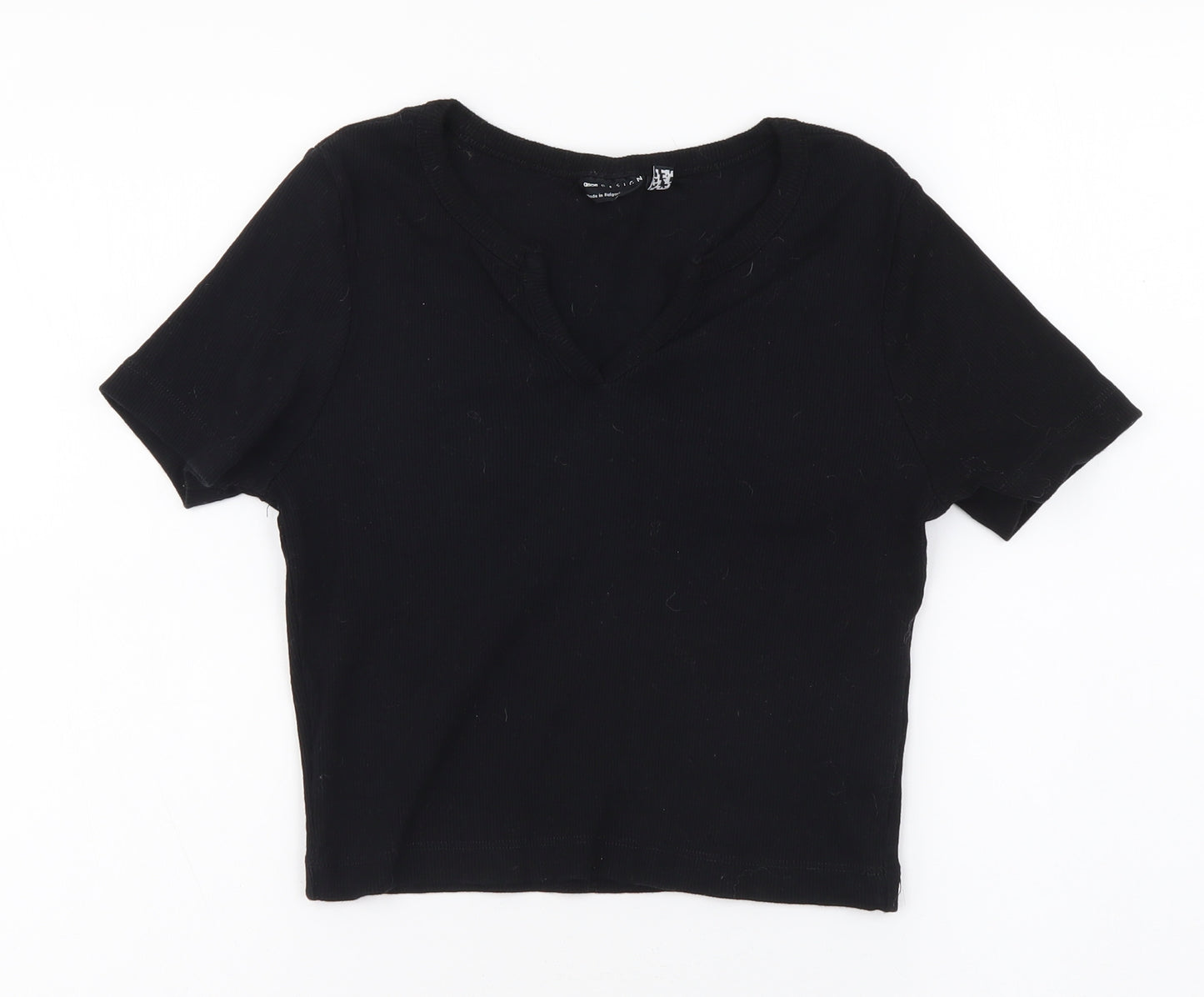 ASOS Womens Black Cotton Basic T-Shirt Size 10 V-Neck